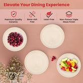 Kuber Industries 12 Pcs Ceramic Dinner Set | Bowl Plates Serving Spoon | Dishwasher & Microwave Safe | Kitechen Crockery Set for Dining & Gifting | Lead Cadium Bone-Ash free | Cream